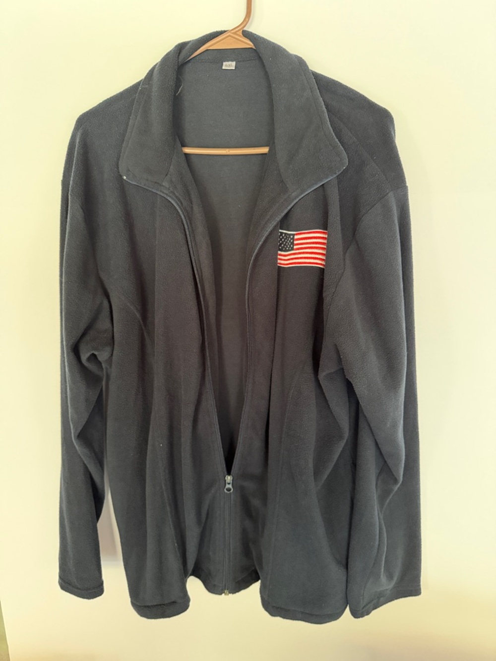 Source Unknown Charcoal Utility Fleece Jacket with American Flag Patch